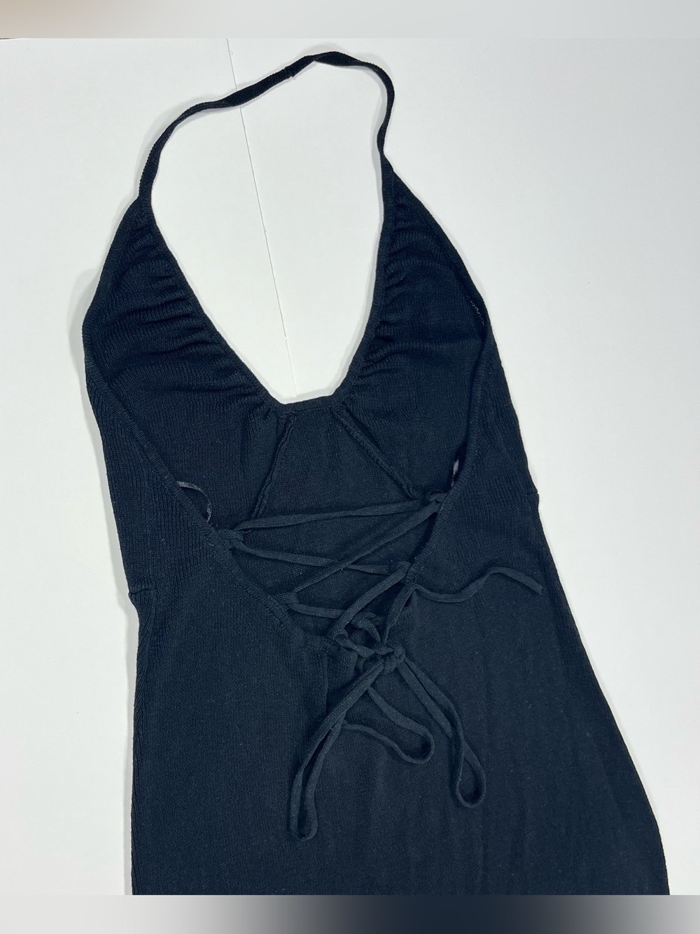 FP Beach Black Knit Halter Maxi Dress Open Back Size Medium - Picture 4 of 10